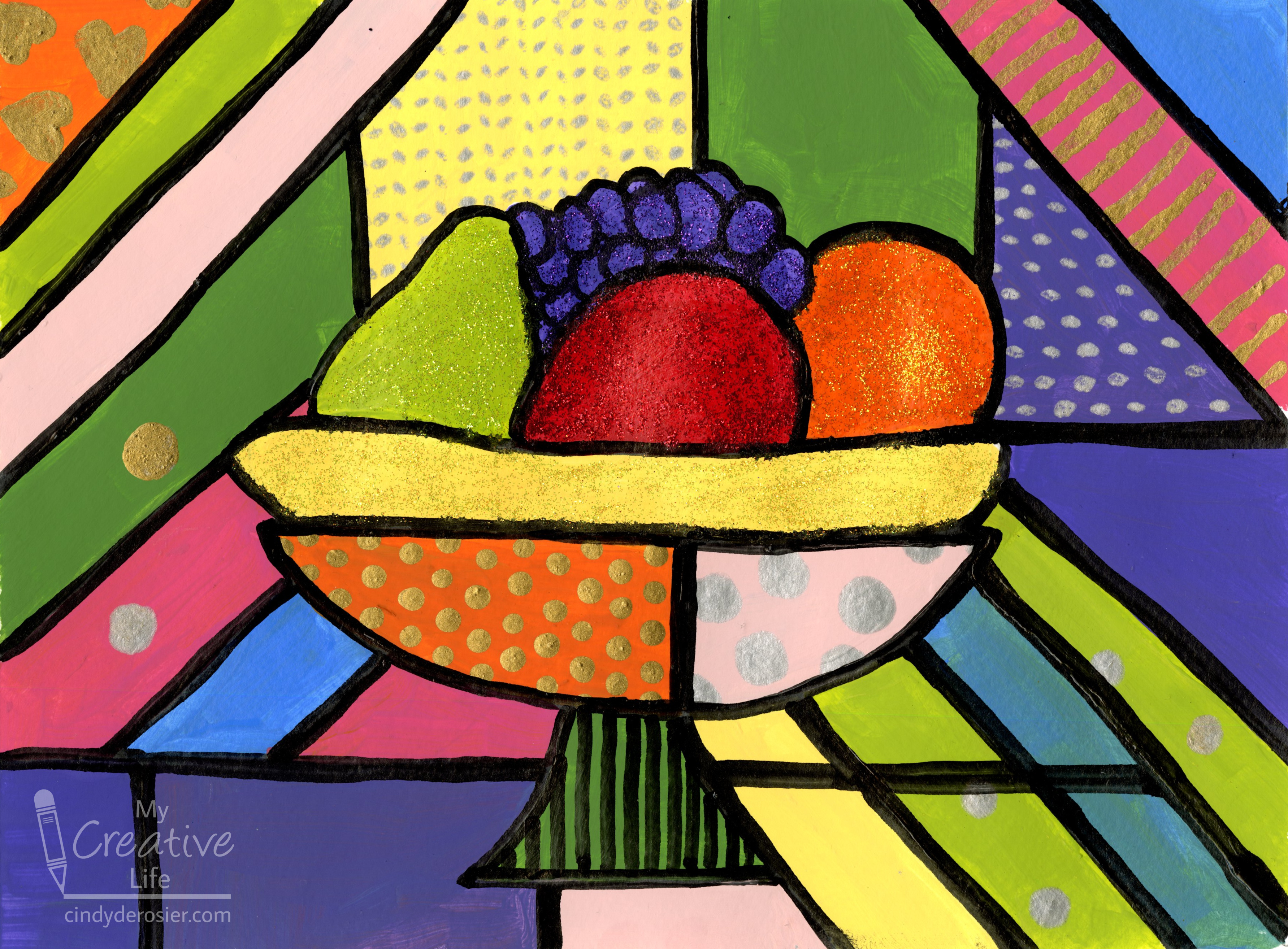 Cindy deRosier: My Creative Life: Painted Fruit Bowl, Inspired by Romero  Britto