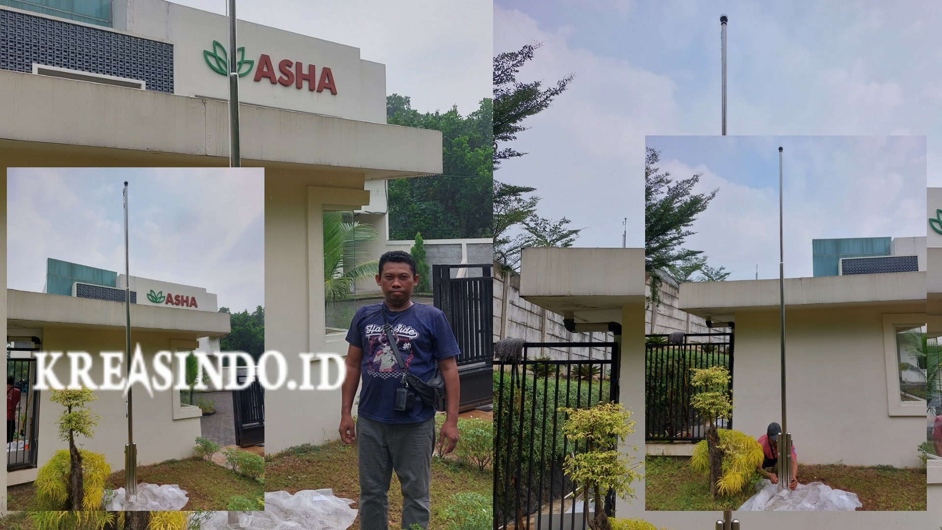 Proyek Tiang Bendera Stainless pesanan PT Asha di Citeureup Bogor