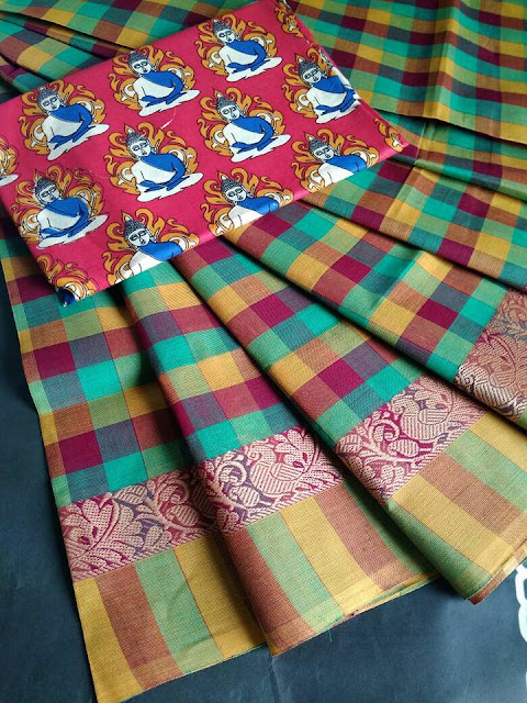  New Chettinad cotton checked sarees |Online buy saree