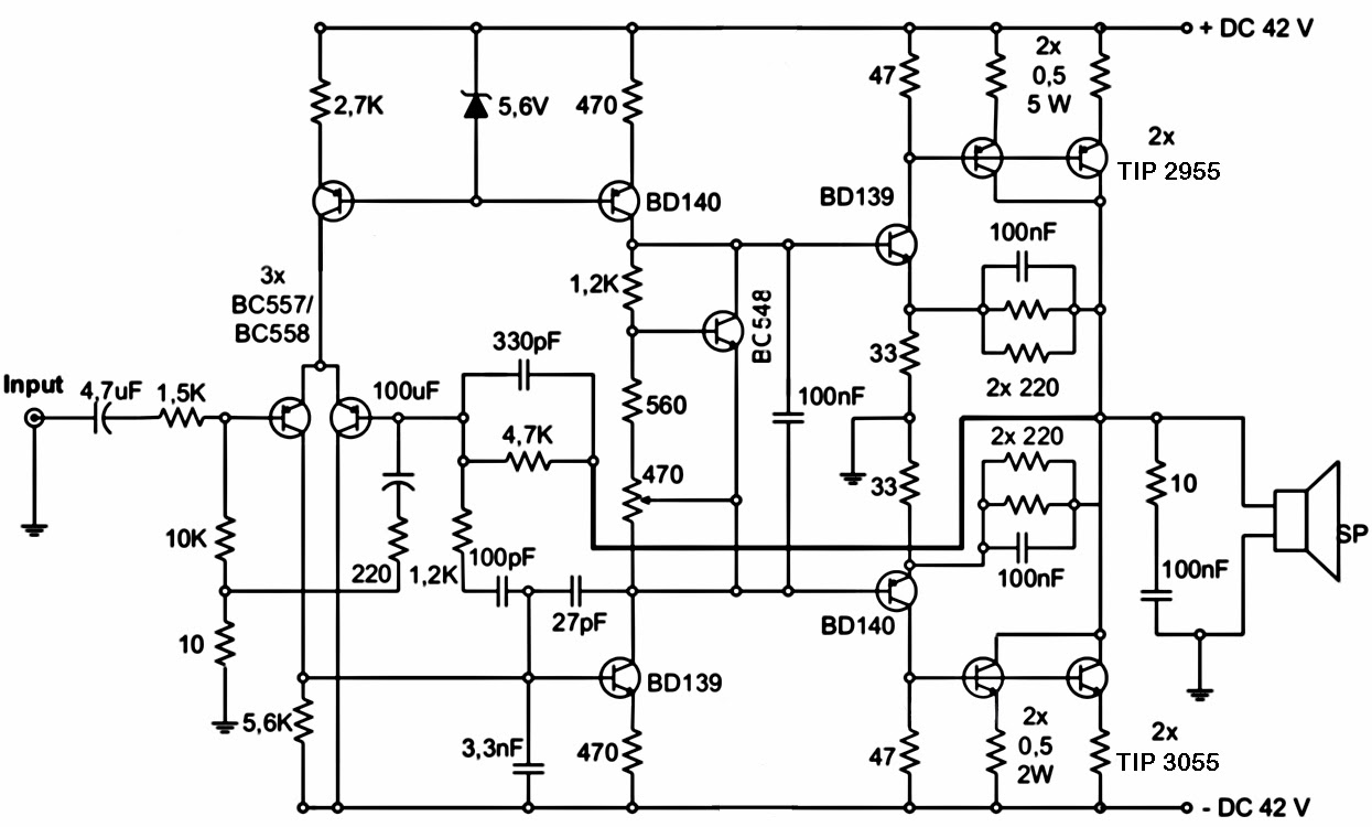 Wiring Schematic diagram: 300W Subwoofer Power Amplifier