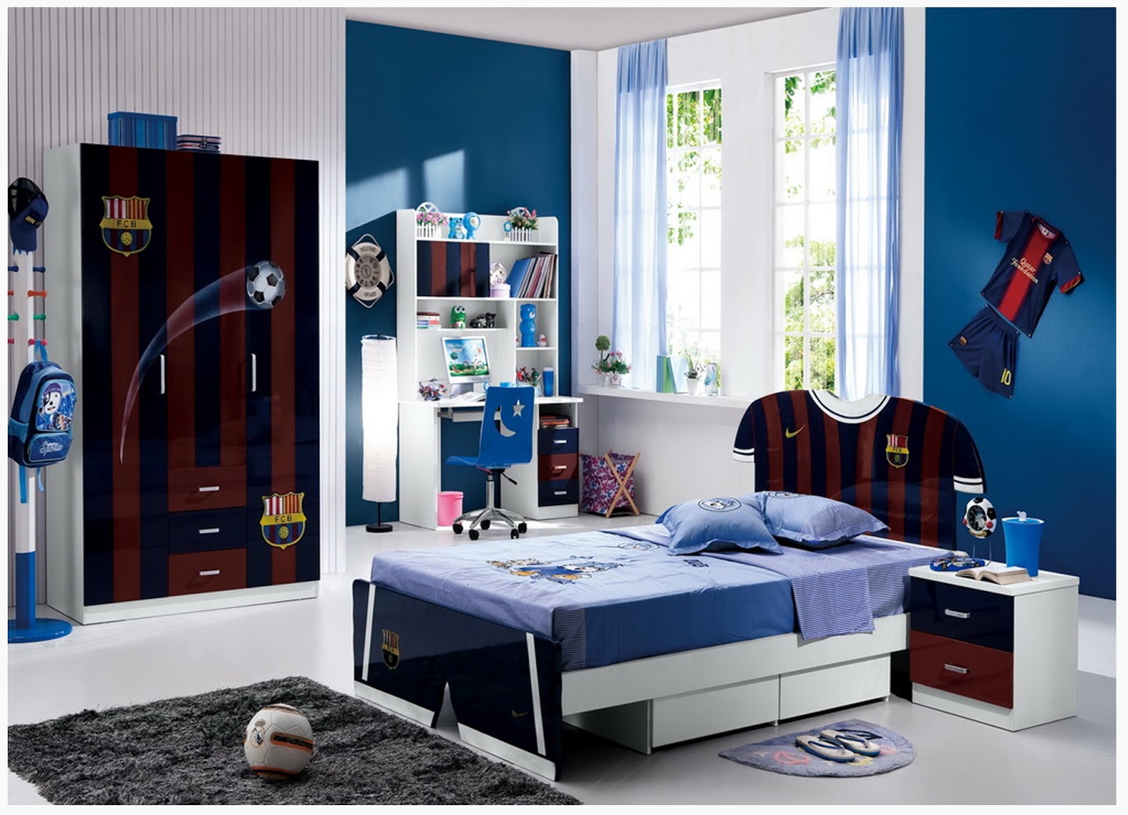 Cool Boys Bedroom Decoration  with FC Barcelona  Theme 