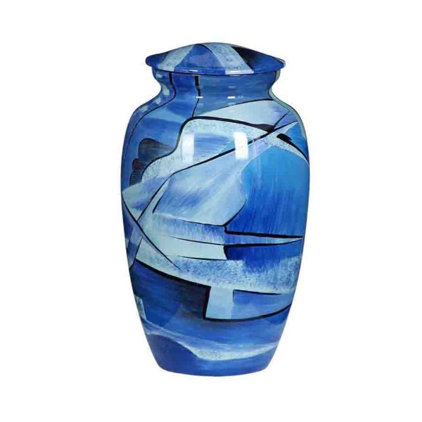 Cremation Urn – Blue Collage