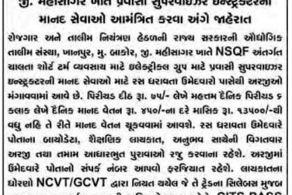 ITI Khanpur (Mahisagar) Recruitment for Pravasi Supervisor Instructor Posts 2019