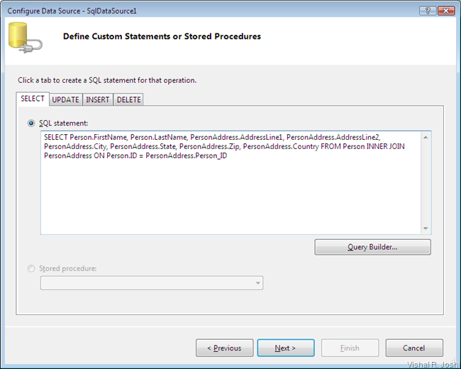 query builder with inner join