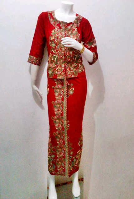 Dress Batik Pramugari Setelan Motif Kerang - Batik Bagoes Solo