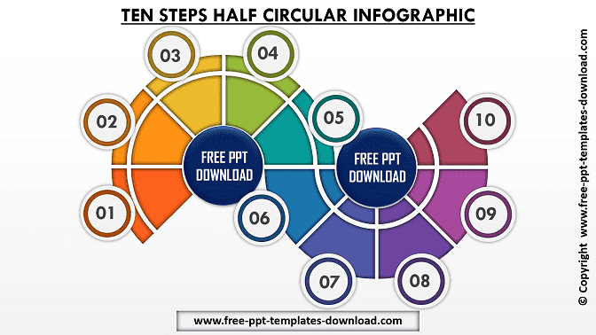 Ten Steps Half Circular Beautiful Infographic Download