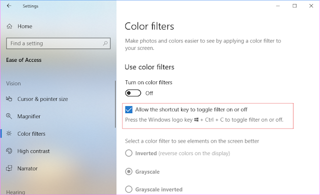 cara aktifkan color filters windows 10-2