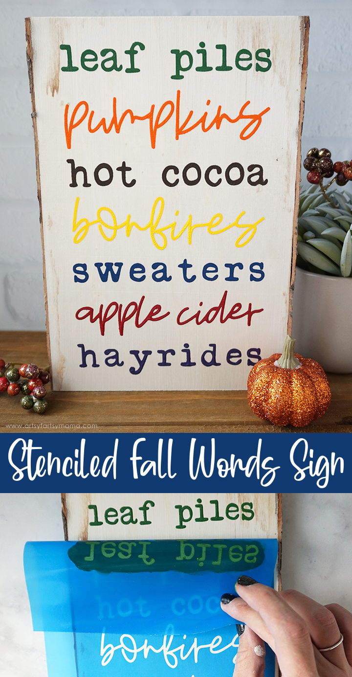 Stenciled Fall Words Sign