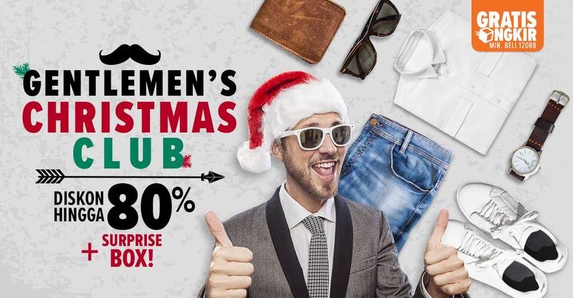 #Lazada - Promo Gentlemen's Christmas Club Diskon s.d 80% + Suprise BOX