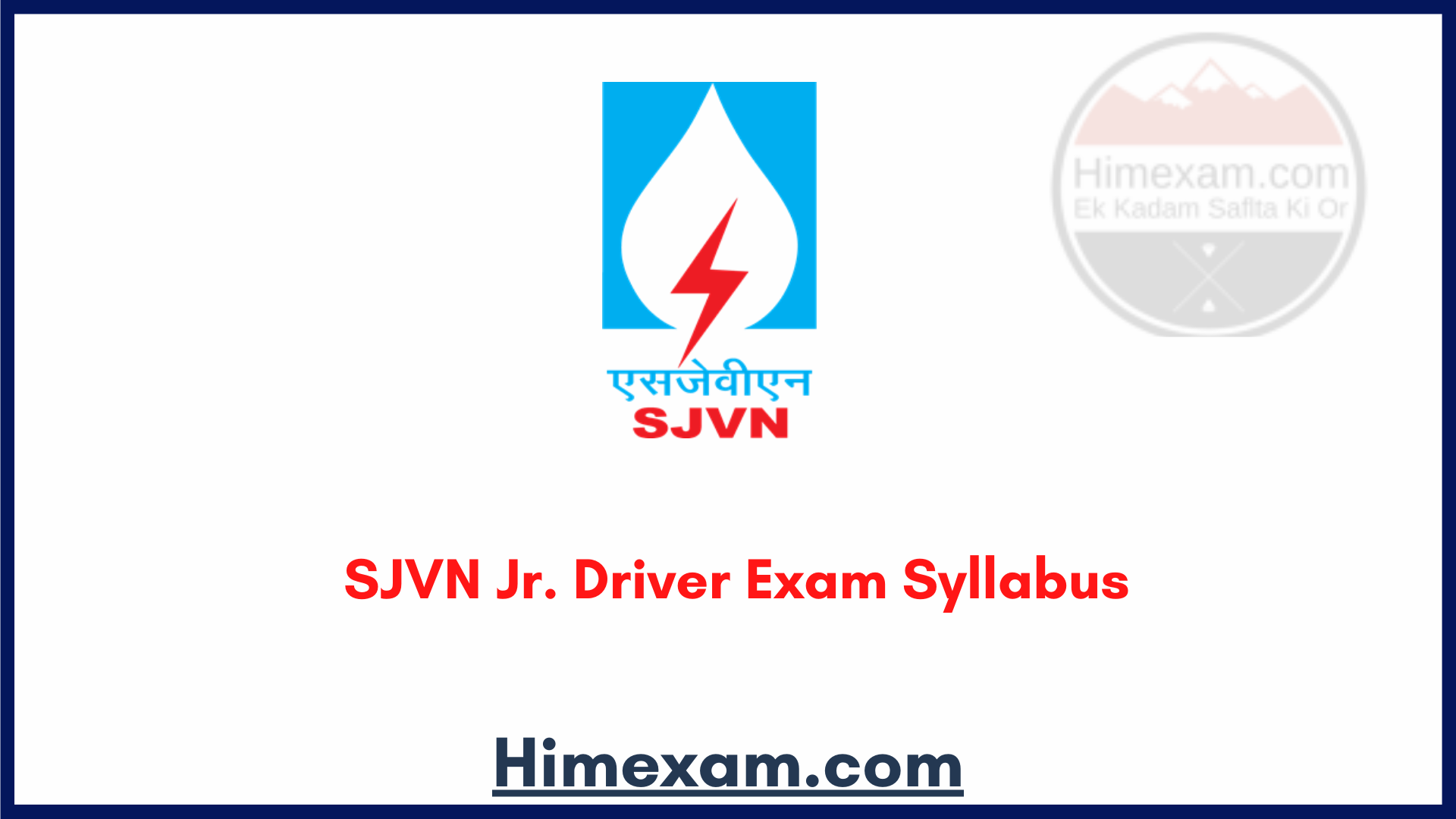 SJVN Jr. Driver Exam Syllabus