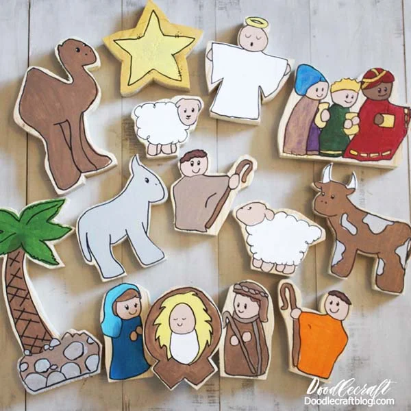 Make a Wooden Nativity set perfect for kids with some shop tools and acrylic paint