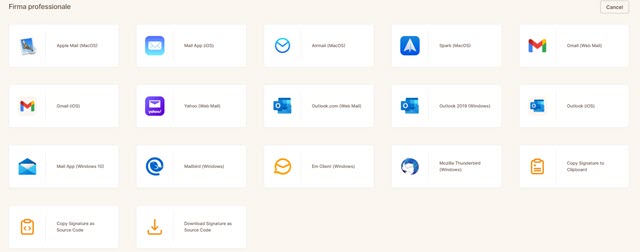 servizi email supportati da signature hound