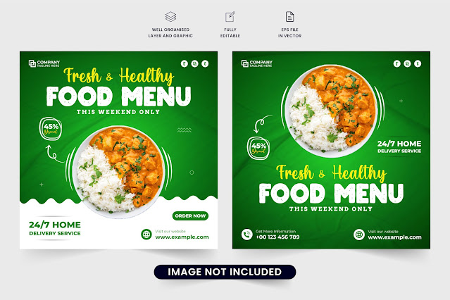 Healthy food menu poster design vector free download