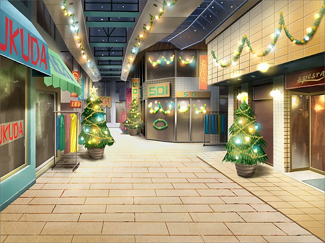Anime Christmas Eve Shopping Background
