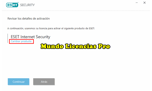 Instalar eset nod32 - Cambiar Producto