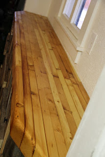 Pine butcher block counter with mineral oil-beeswax finish