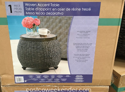 Have a place to set your drink, tablet, or book when lounging outside with the Woven Accent Table