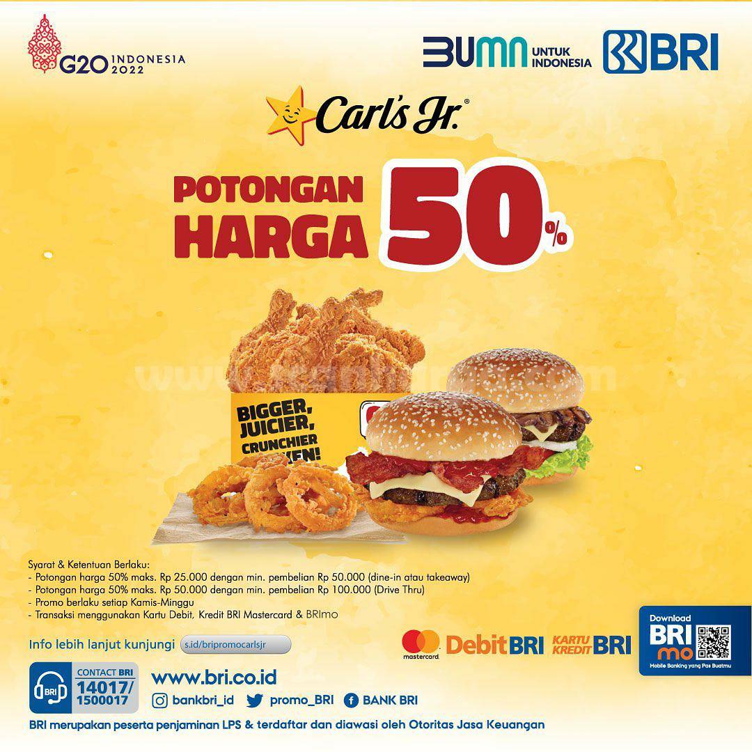 Promo CARL'S JR x BRI Harga Hemat sampai 50Ribu Khusus Drive Thru*