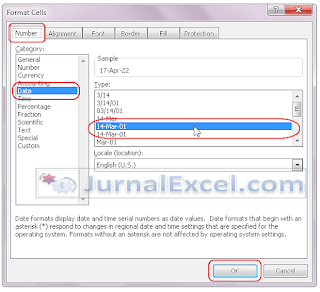 Format Tanggal Dengan Format Cells - JurnalExcel.com