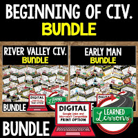 Early Man, River Valley Civilizations, Ancient World History Mega Bundle, Ancient World History Curriculum, World History Digital Interactive Notebooks, World History Choice Boards, World History Test Prep, World History Guided Notes, World History Word Wall Pennants, World History Game Cards, World History Timelines