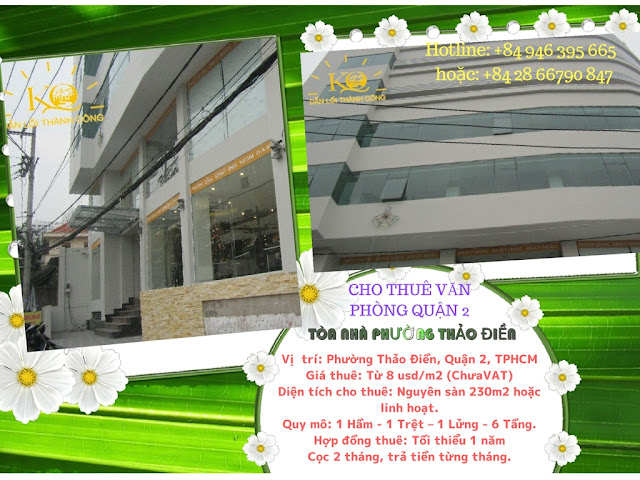 Cho thuê văn phòng quận 2 tòa nhà phường Thảo Điền