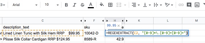 google sheet regexextract