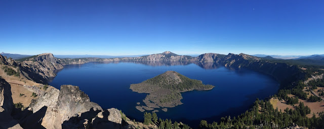 aerial view of crater lake