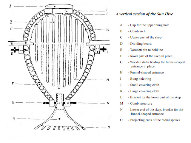 The wooden arches of the upper segment act like top bars from which 