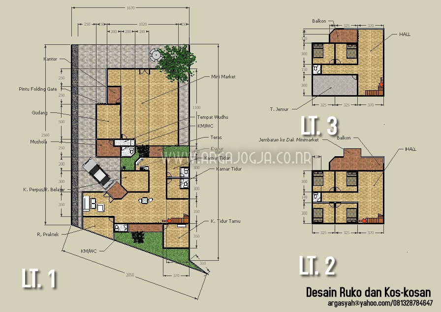 Desain Sketch Ruko dan Kos-Kosan Pada Lahan 16x27 Meter  Blognya Wong 