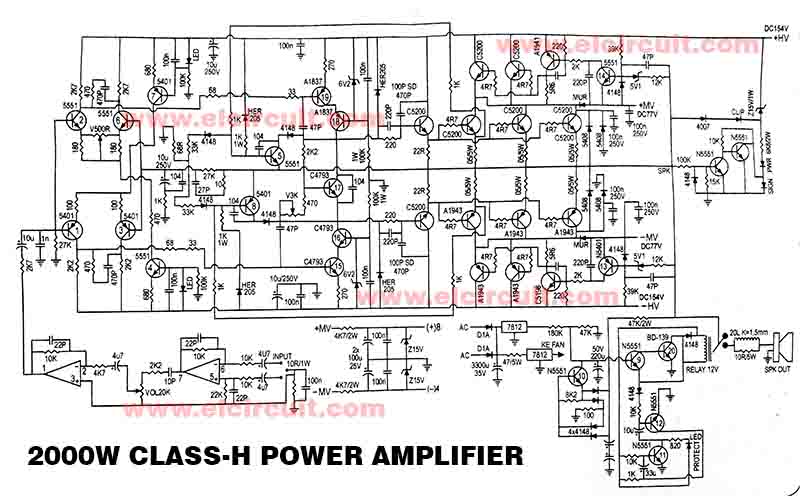 700w Power Amplifier With 2sc5200 2sa1943 Electronic Circuit