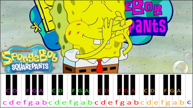 Spongebob Opening Theme (Hard Version) Piano / Keyboard Easy Letter Notes for Beginners