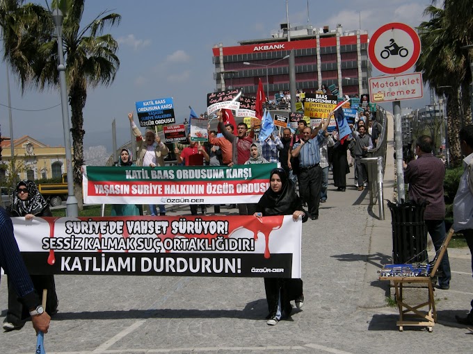 İzmirde Suriye Yönetimini Protesto Mitingi Düzenlendi