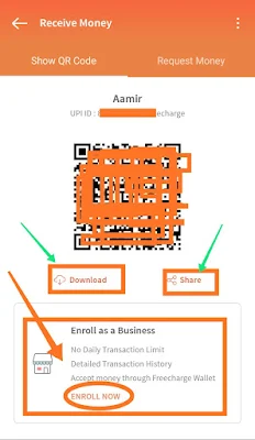 Freecharge receive money interface image