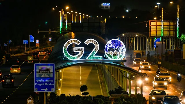 Cover Image Attribute: G20 illuminations in New Delhi on August 28, 2023 / Source: ANI