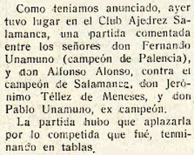 El ajedrez salmantino, El Adelanto, 23 de abril de 1933