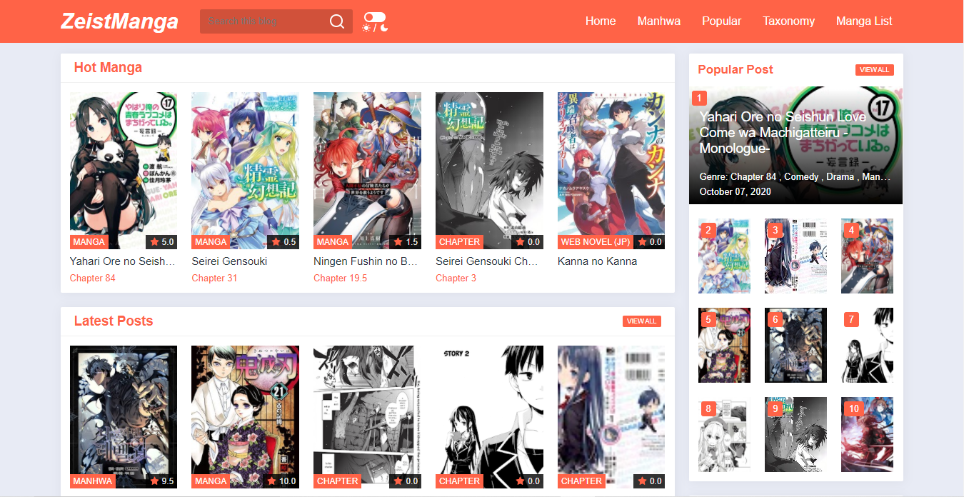 ZeistManga - Blogspot Template for manga, comic site