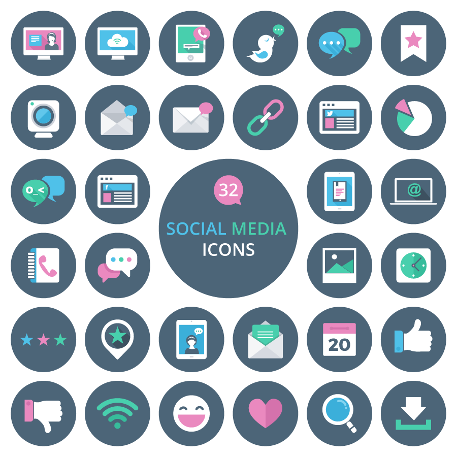 Download 32 Social Media Vector Icons Free Download : Freebie - Billion Followers