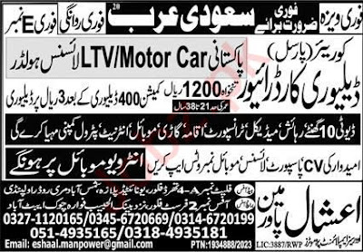 Delivery Car Driver Jobs In Saudi Arabia 2023