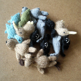 knitted and crocheted tiny animal magnets