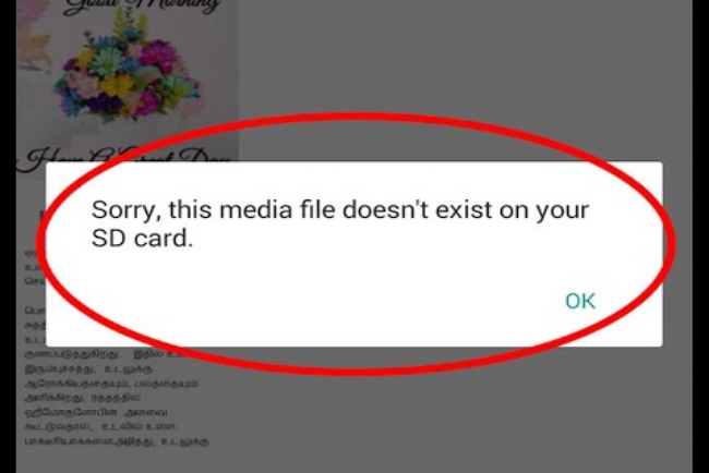 sorry this media file doesn't exist on your internal storage