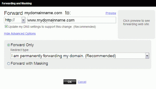 forward naked domain to www.mydomain.com godaddy