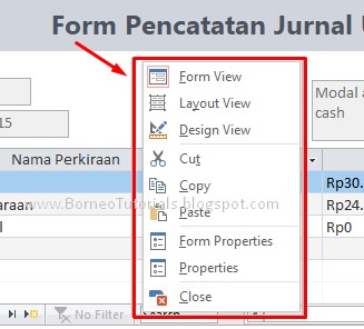 Cara Menonaktifkan  Klik Kanan di Form Ms. Access 2013