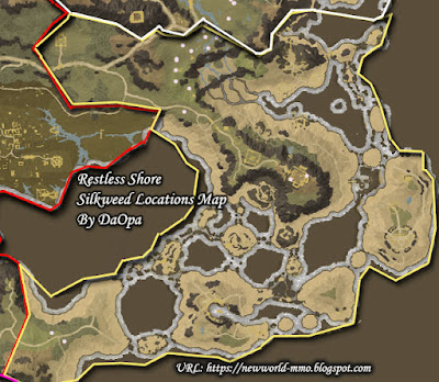 Restless Shore silkweed locations map