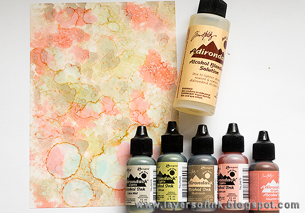 Layers of ink - Field of flowers tutorial by Anna-Karin, with Wildflowers stamps by Tim Holtz and Yupo paper.