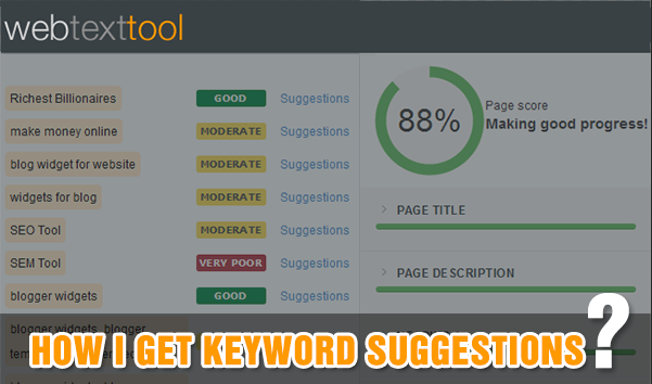 WebTextTool keyword suggestion tool