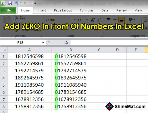 How to zero digit in front of a number in excel