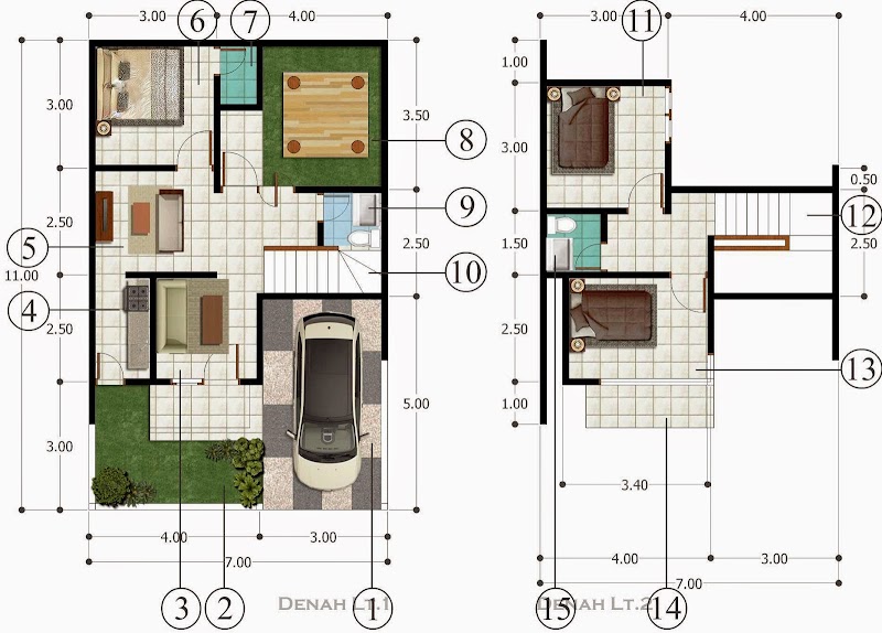 Inspirasi Top Denah Rumah Tingkat 2 Type 70