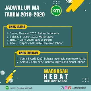 Jadwal UNBK SMA MA Tahun 2020