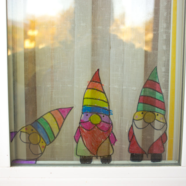 Easy Recycled Gnome Suncatcher Kids Craft for winter holidays