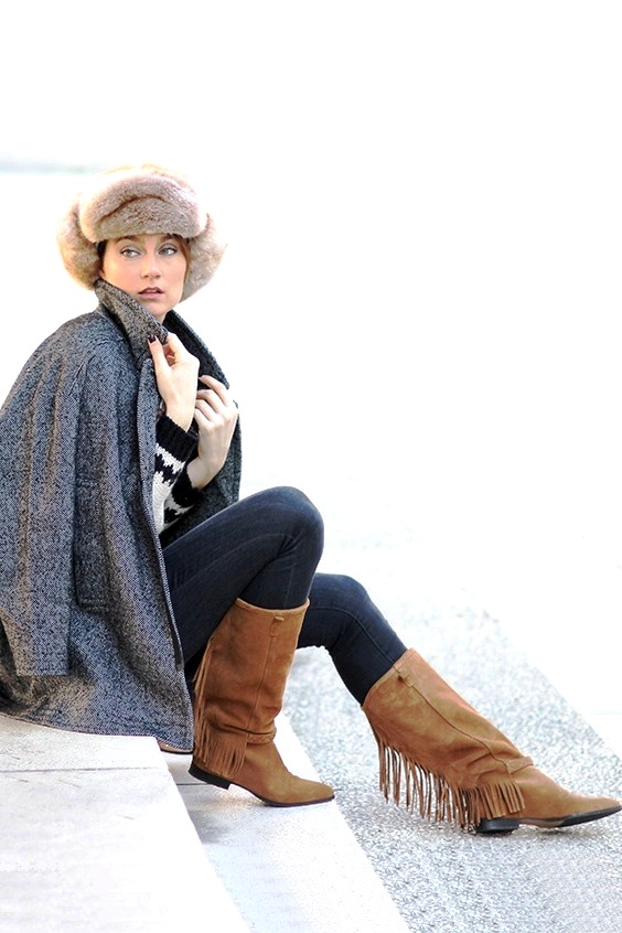 Woman wearing jeans and brown boots